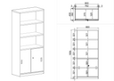 Kombinowana szafa biurowa ARRISTO LUX, drzwi przesuwne, 800 x 400 x 1836 mm, orzech