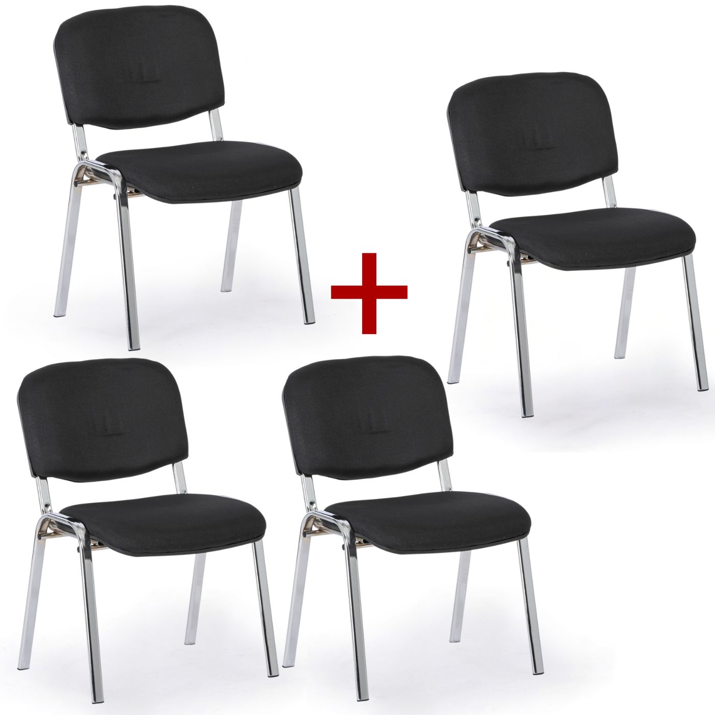 Fotografia produktu: Konferenčná stolička VIVA PLUS 3+1 ZADARMO - chrómované nohy, čierna