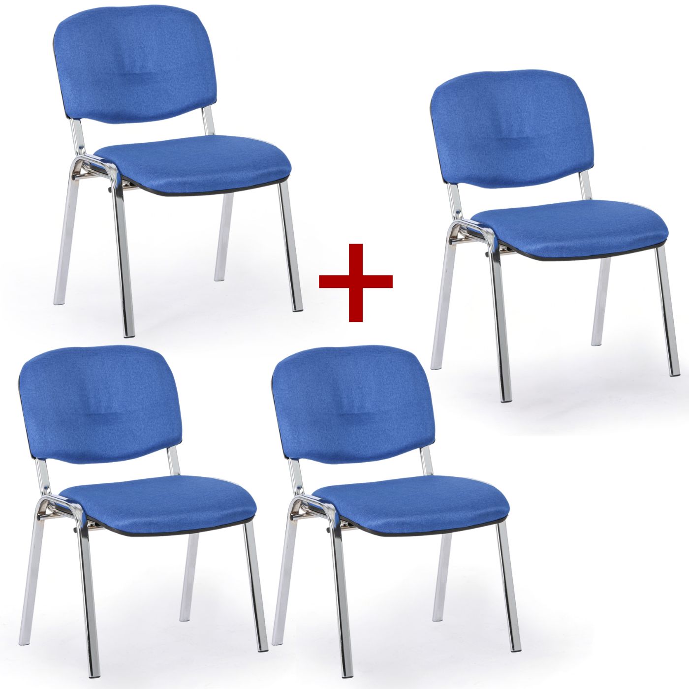 Fotografia produktu: Konferenčná stolička VIVA PLUS 3+1 ZADARMO - chrómované nohy, modrá