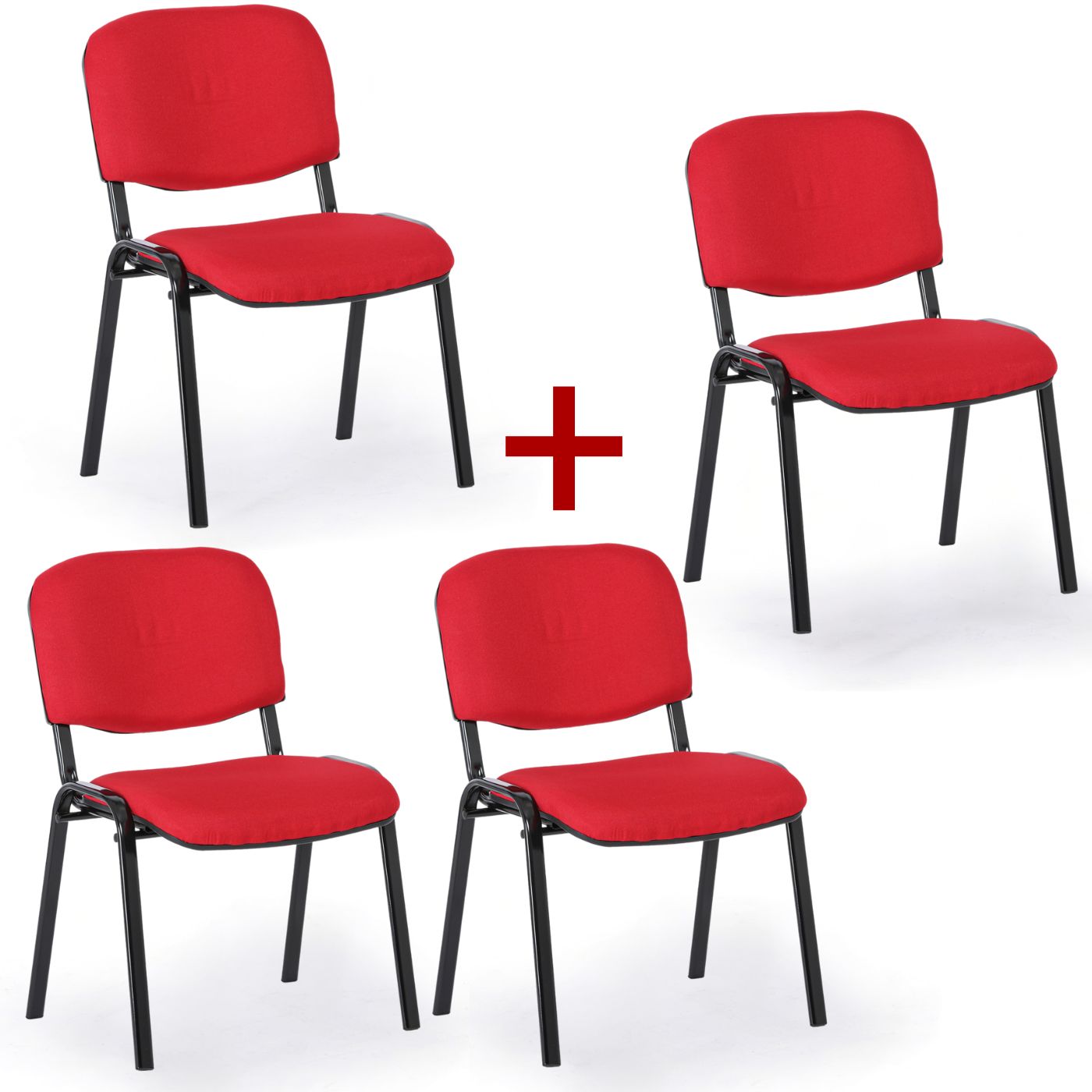Fotografia produktu: Konferenčná stolička VIVA PLUS 3+1 ZADARMO - čierne nohy, červená