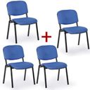 Konferenčná stolička VIVA PLUS 3+1 ZADARMO - čierne nohy, modrá