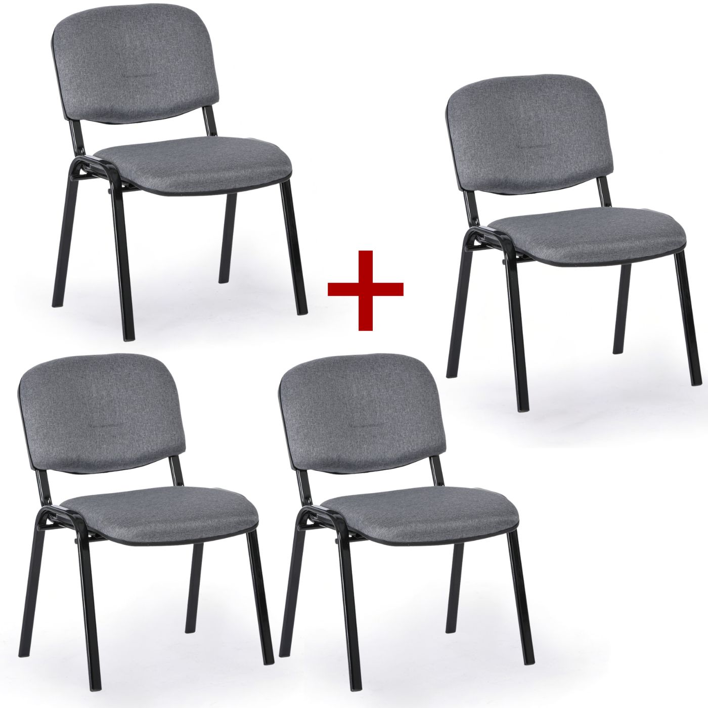 Fotografia produktu: Konferenčná stolička VIVA PLUS 3+1 ZADARMO - čierne nohy, sivá