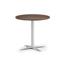 Konferenční stolek AURA, průměr 60 cm, bílá podnož, ořech