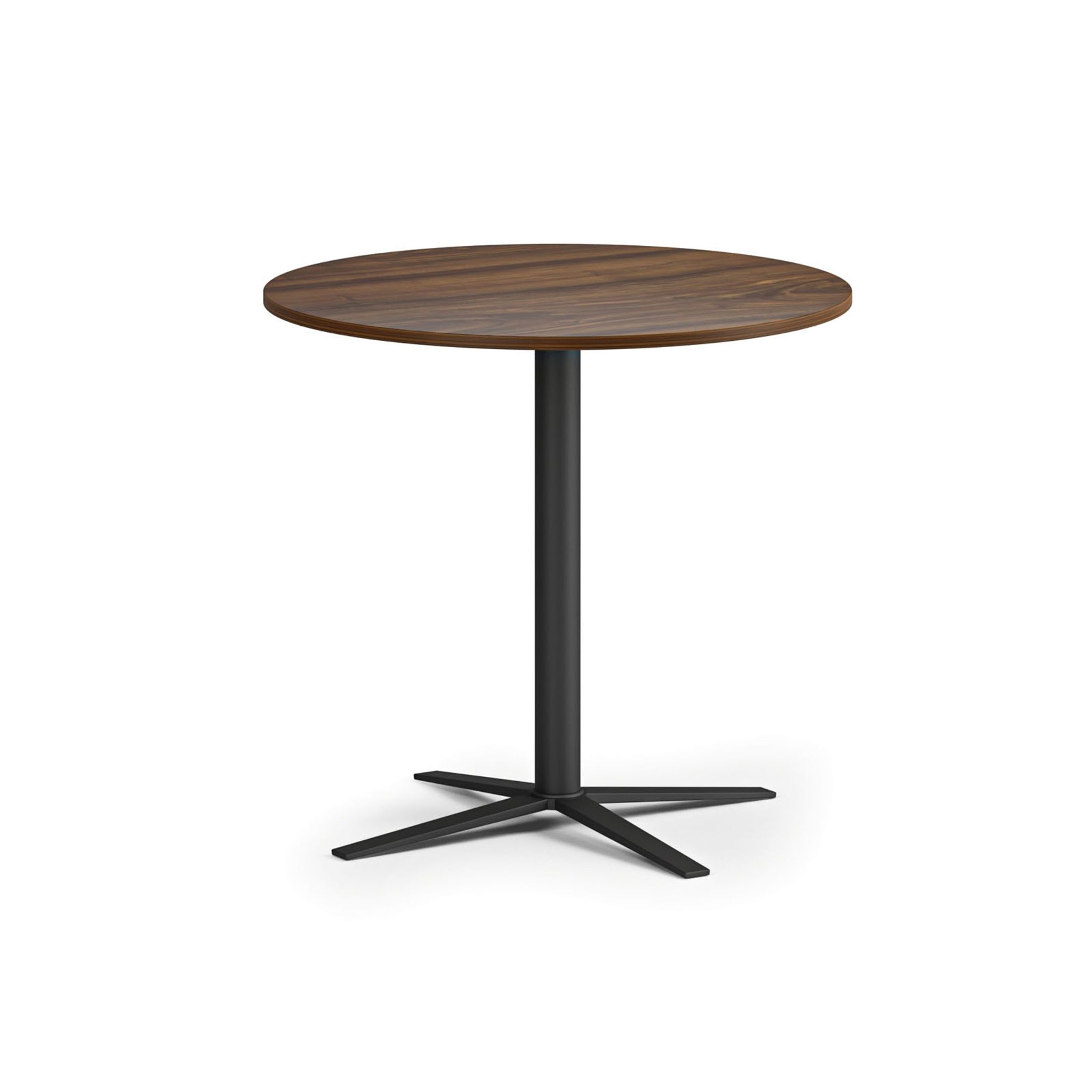 Konferenční stolek AURA, průměr 60 cm, černá podnož, ořech