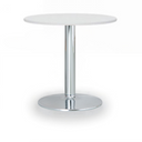 Konferenční stolek ZEUS II, průměr 60 cm, chromovaná podnož, bílá