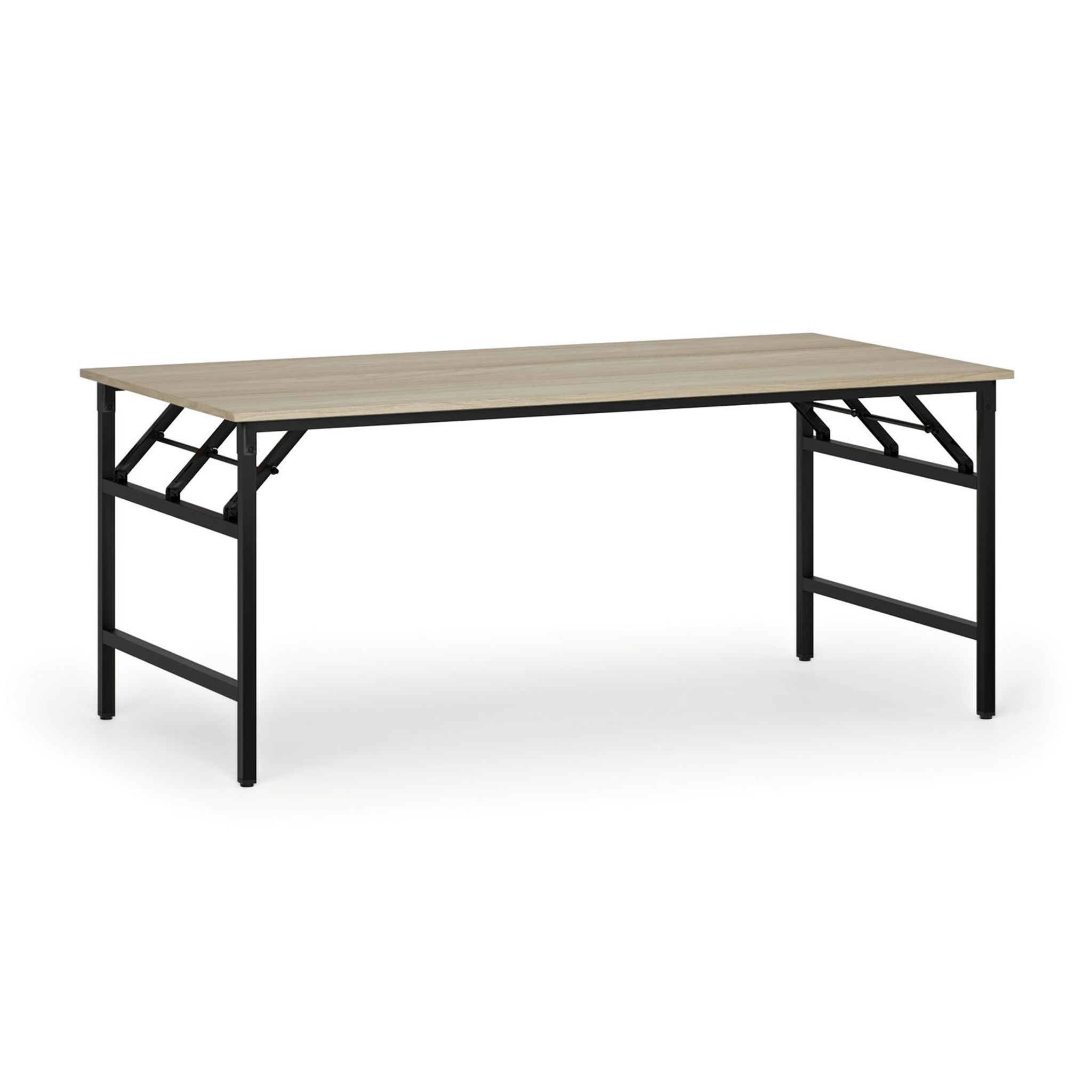 Konferenční stůl FAST READY, 180x90 cm, černá podnož, dub přírodní