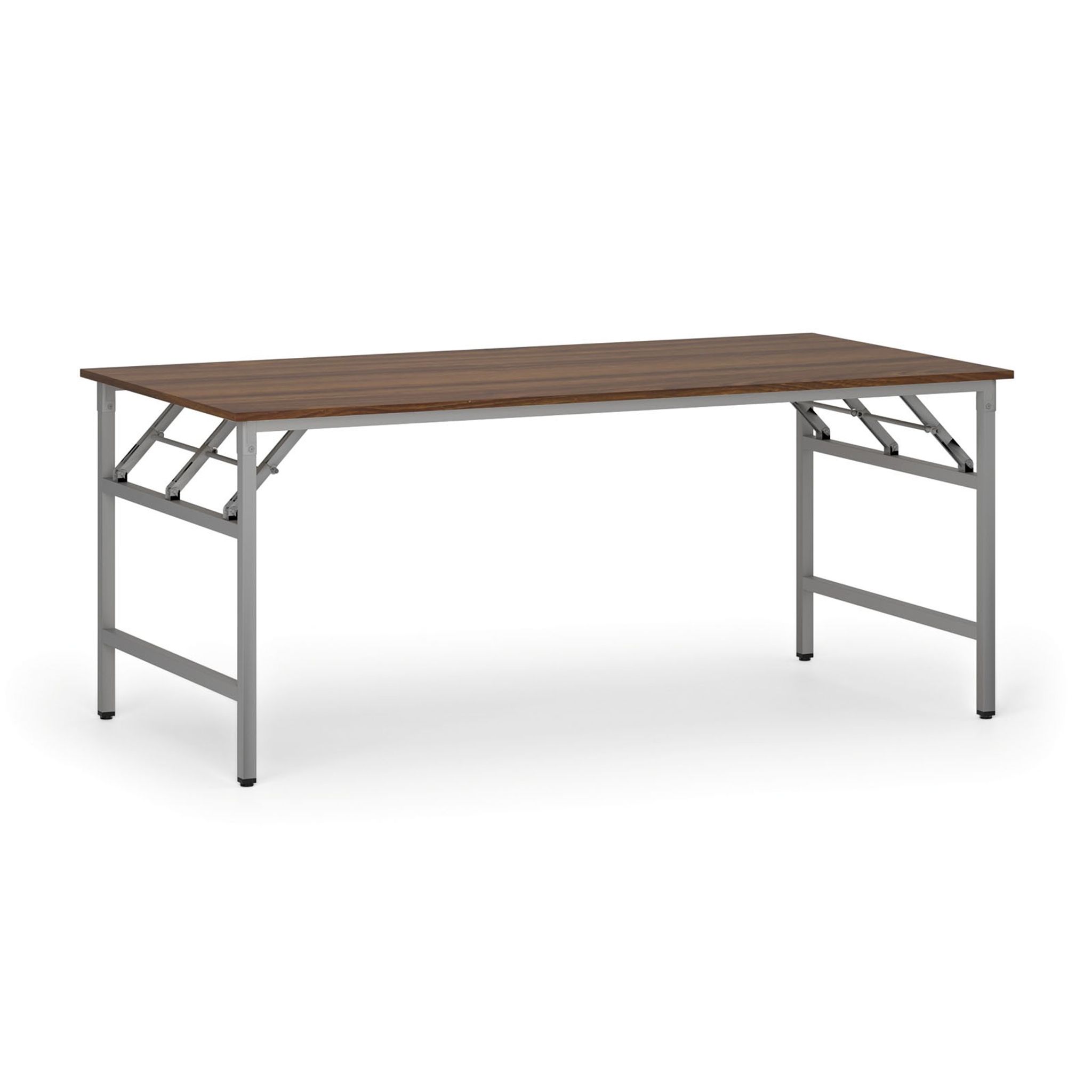 Konferenční stůl FAST READY, 180x90 cm, šedostříbrná podnož, ořech