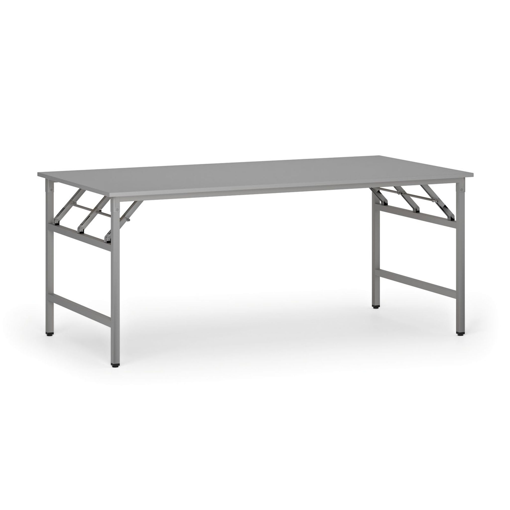 Konferenční stůl FAST READY, 180x90 cm, šedostříbrná podnož, šedá