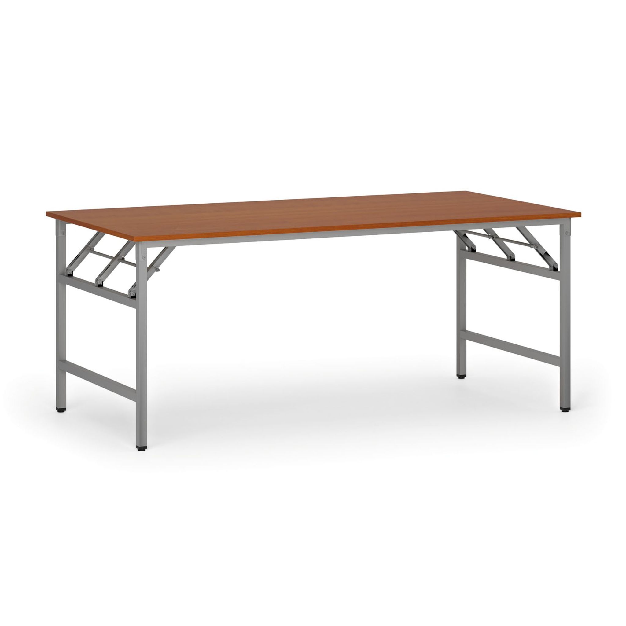 Konferenční stůl FAST READY, 180x90 cm, šedostříbrná podnož, třešeň