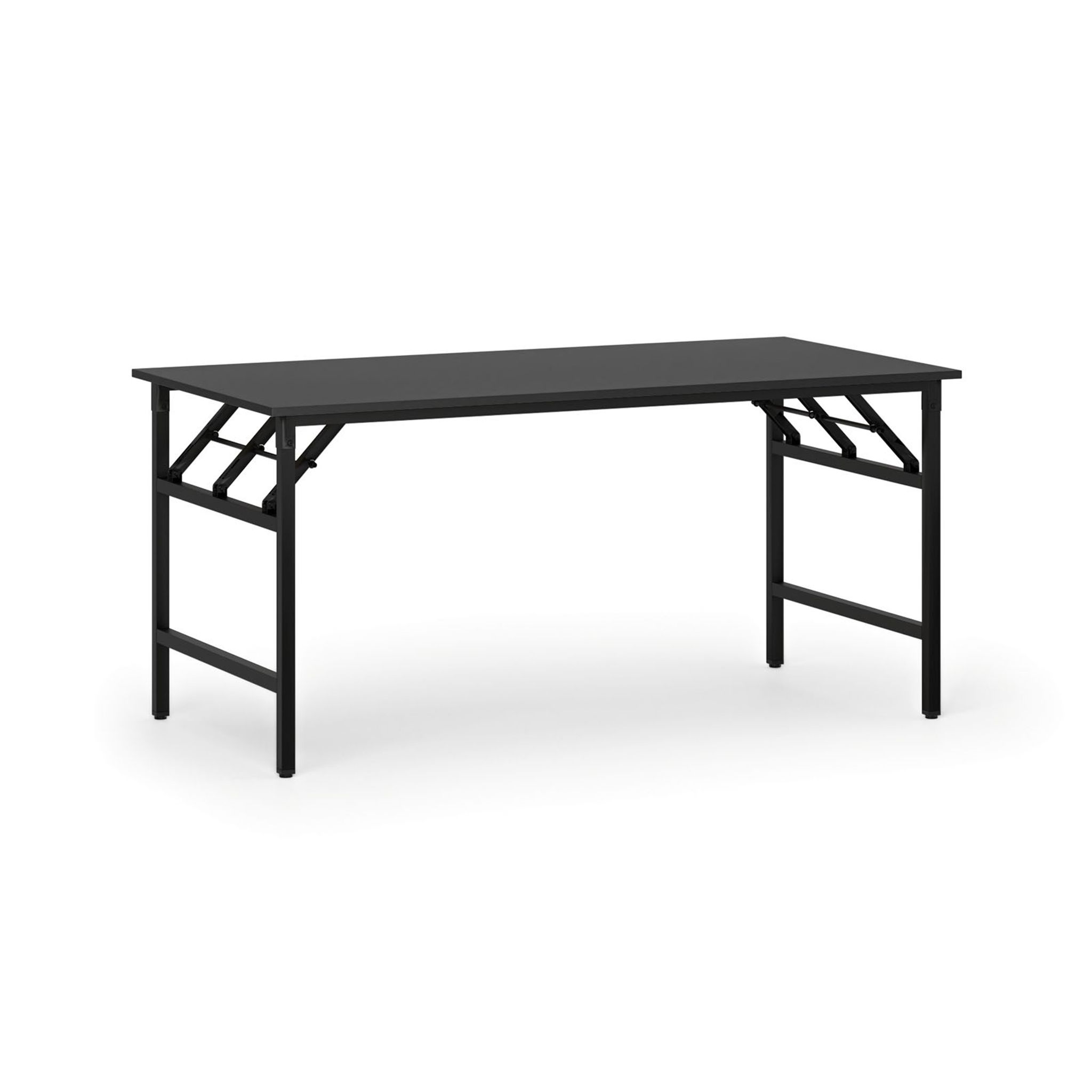 Konferenční stůl FAST READY s černou podnoží, 1600 x 800 x 750 mm, grafit