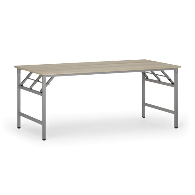 Konferenční stůl FAST READY se stříbrnošedou podnoží, 1800 x 900 x 750 mm, dub přírodní
