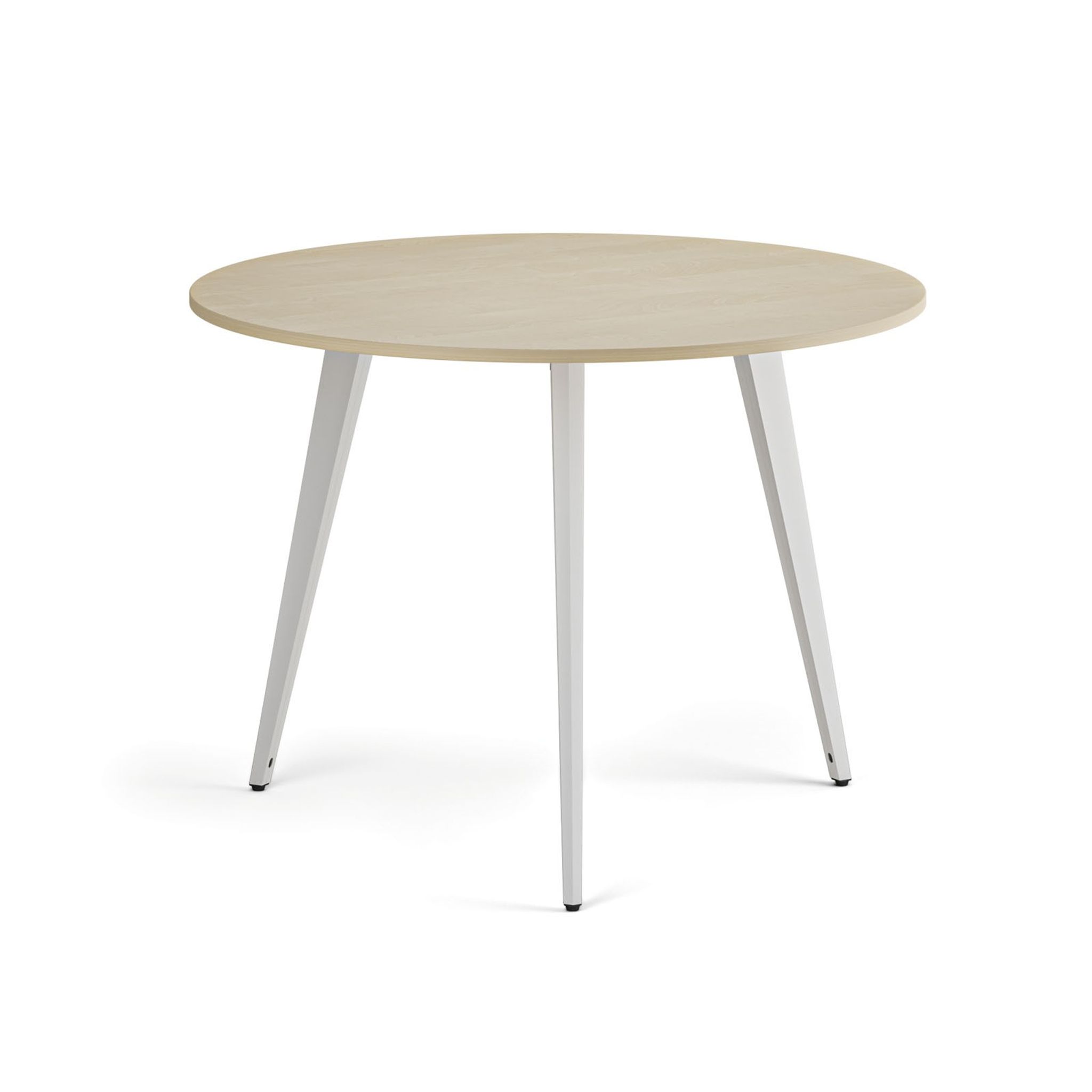 Konferenční stůl PRIMO VIBE, průměr 100 cm, bílá podnož, bříza