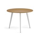 Konferenční stůl PRIMO VIBE, průměr 100 cm, bílá podnož, buk