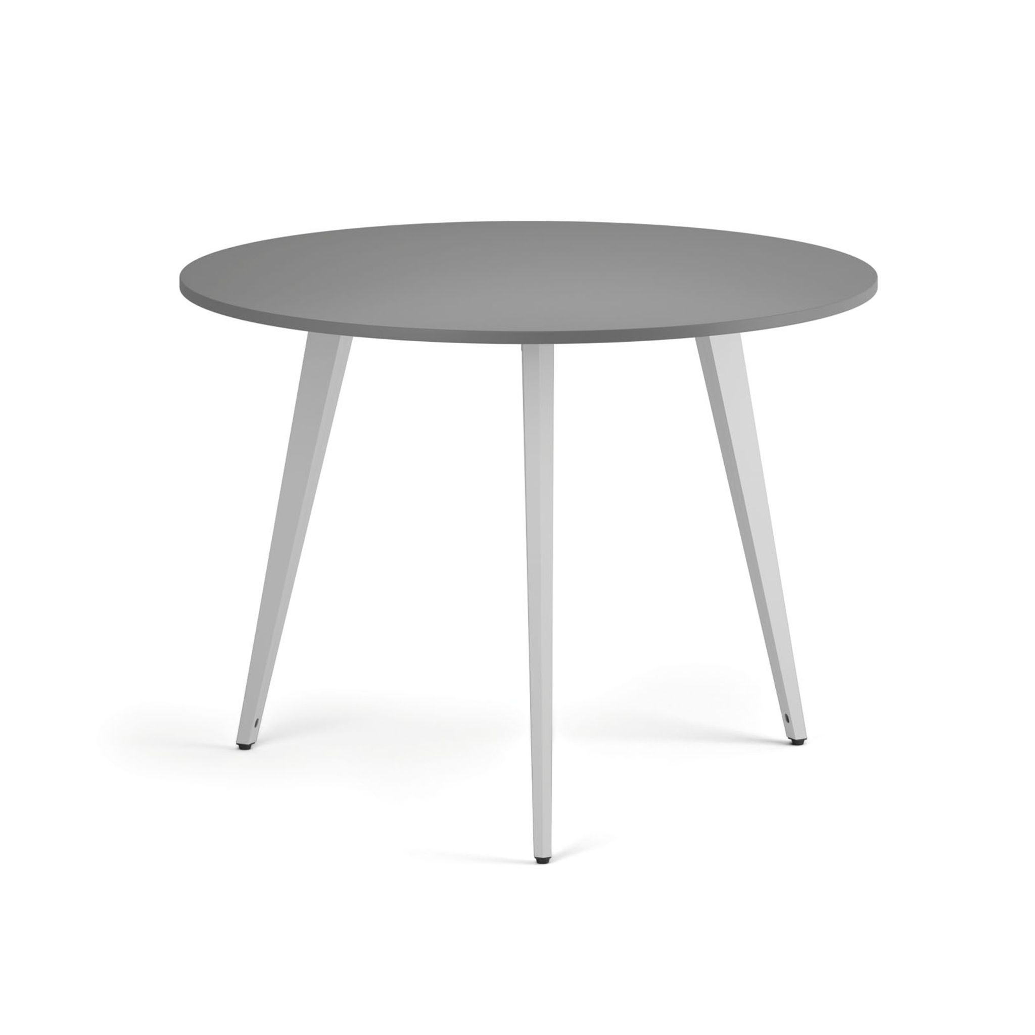 Konferenční stůl PRIMO VIBE, průměr 100 cm, bílá podnož, grafit