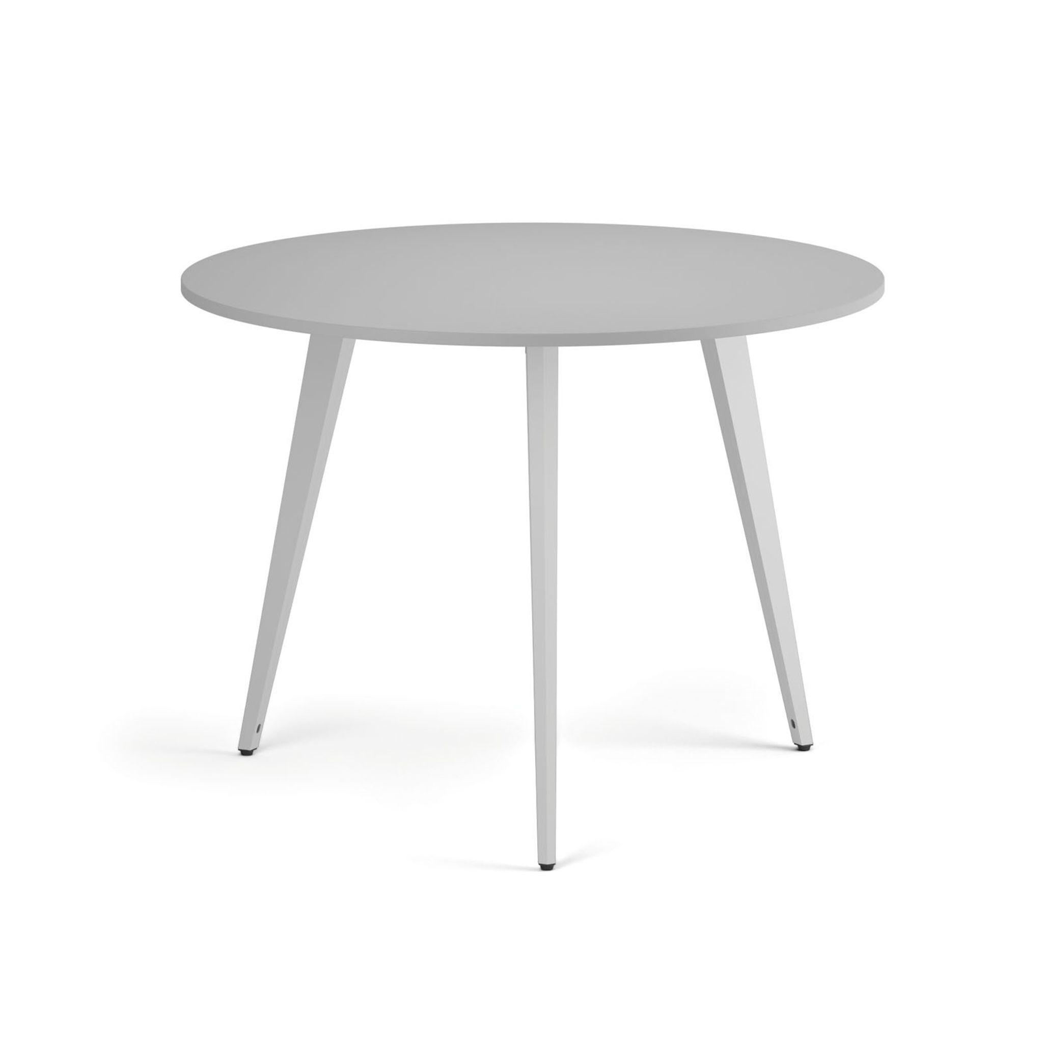 Konferenční stůl PRIMO VIBE, průměr 100 cm, bílá podnož, šedá