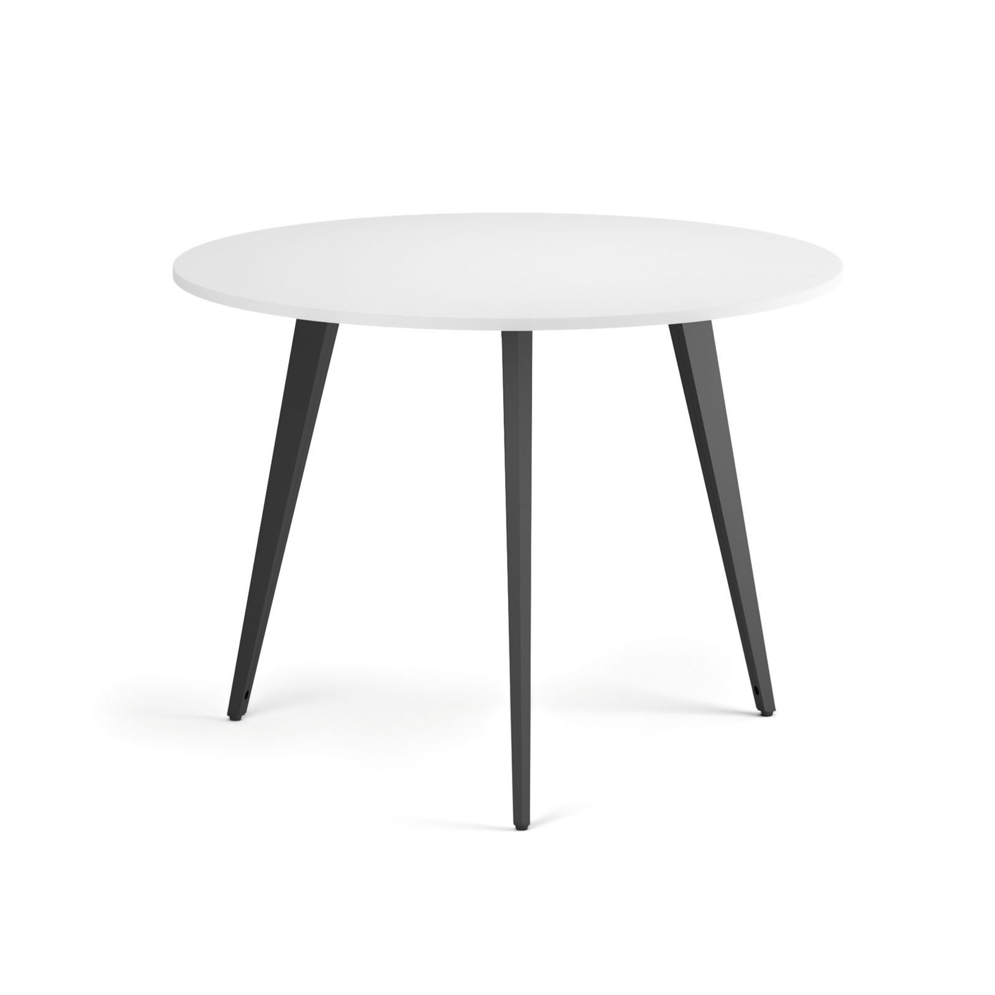 Konferenční stůl PRIMO VIBE, průměr 100 cm, černá podnož, bílá
