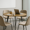 Konferenční stůl PRIMO VIBE, průměr 100 cm, černá podnož, šedá