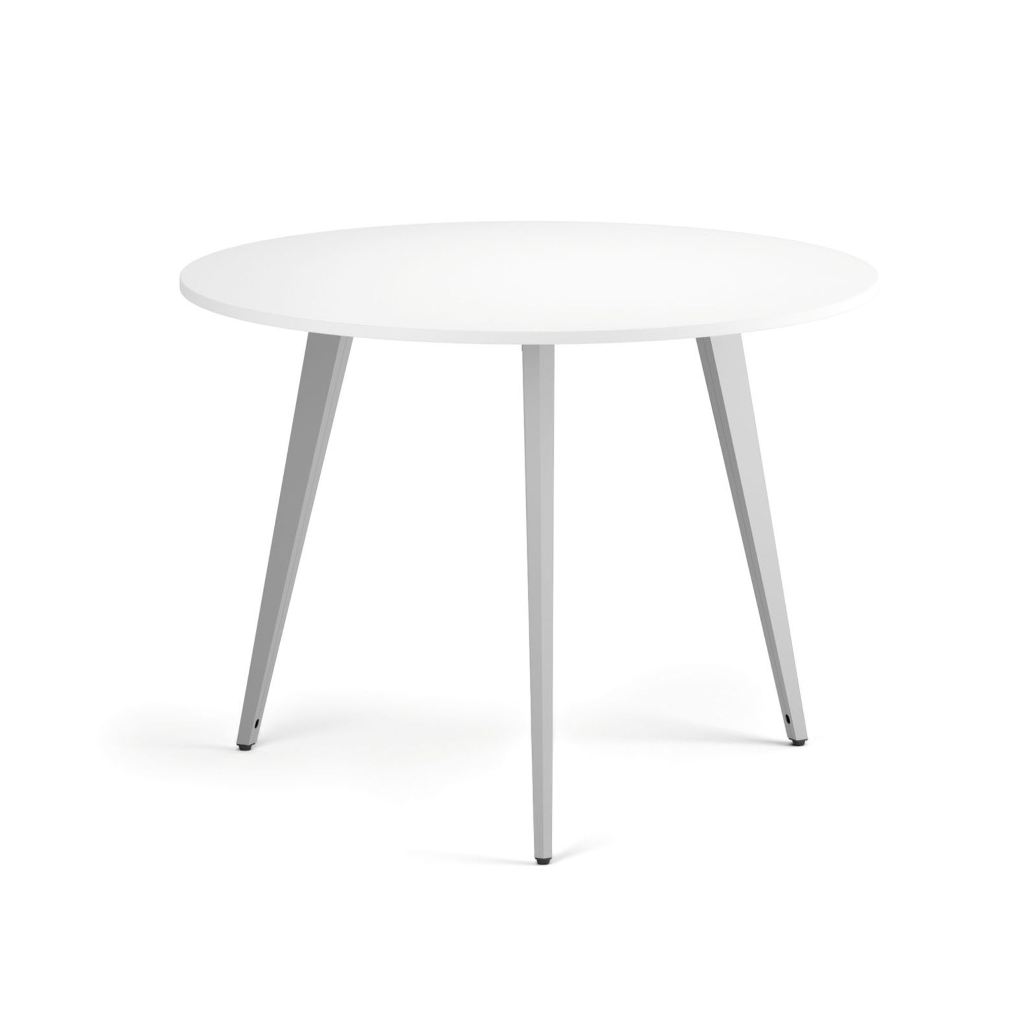 Konferenční stůl PRIMO VIBE, průměr 100 cm, šedostříbrná podnož, bílá