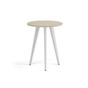 Konferenční stůl PRIMO VIBE, průměr 60 cm, bílá podnož, bříza