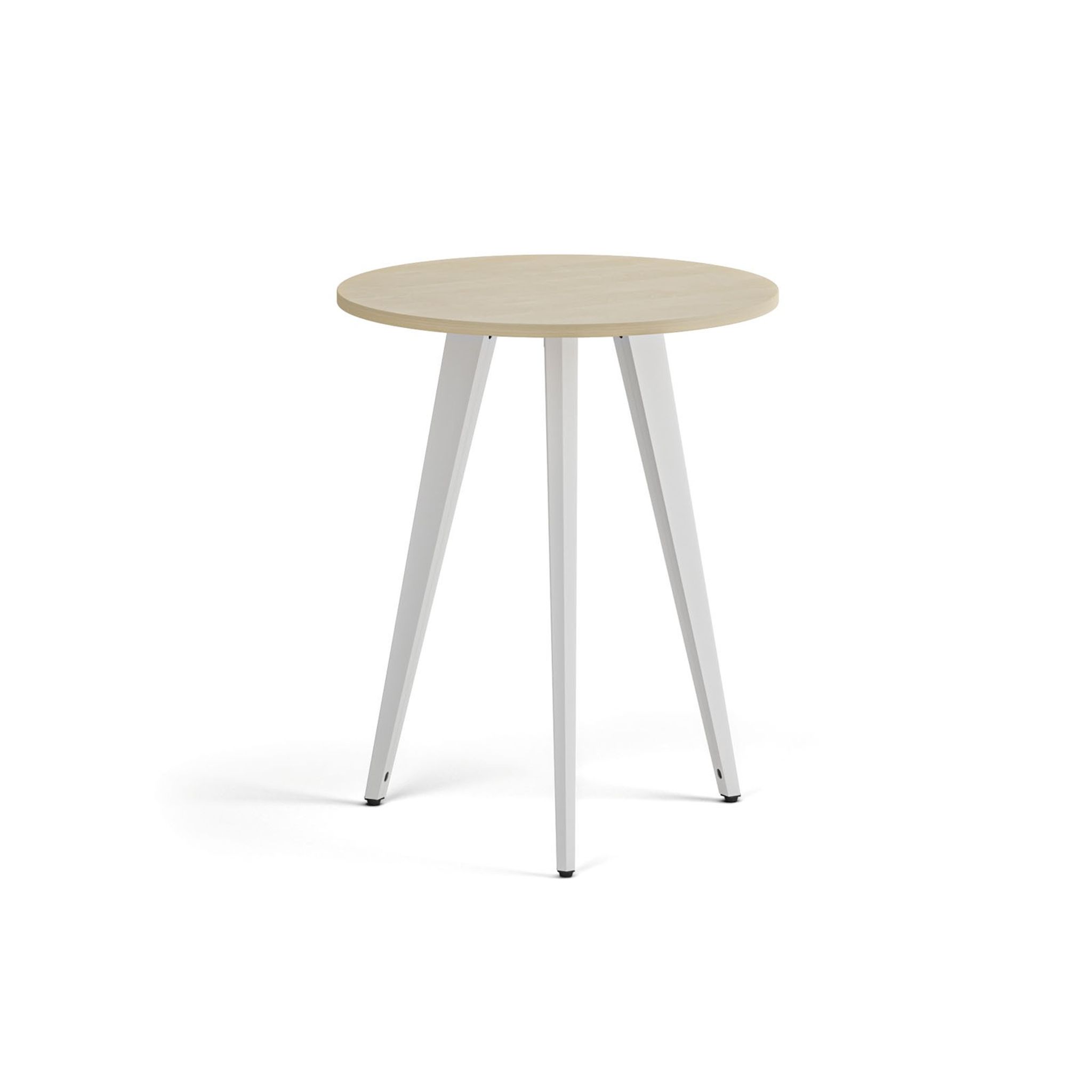 Konferenční stůl PRIMO VIBE, průměr 60 cm, bílá podnož, bříza