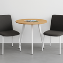 Konferenční stůl PRIMO VIBE, průměr 60 cm, bílá podnož, bříza