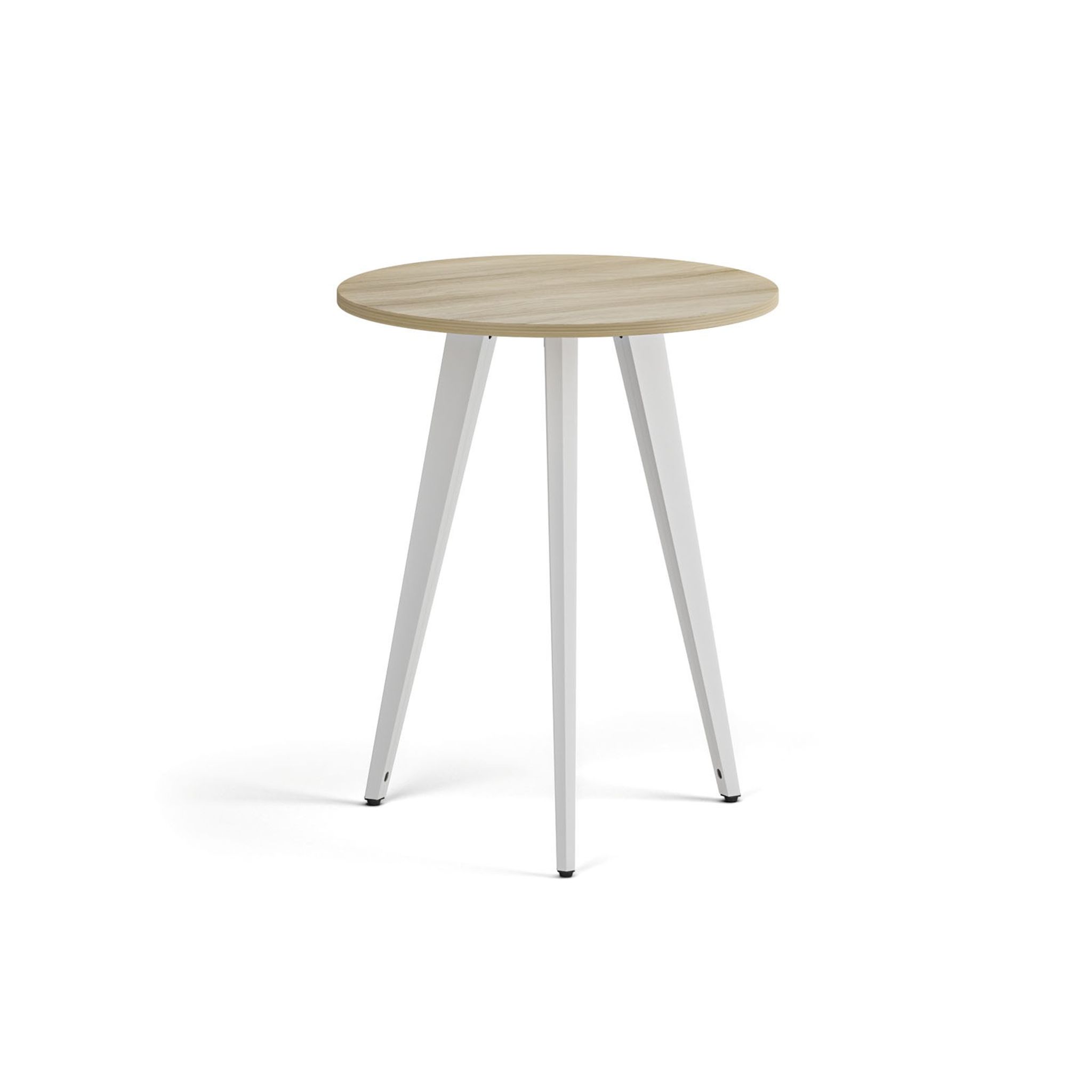 Konferenční stůl PRIMO VIBE, průměr 60 cm, bílá podnož, dub přírodní