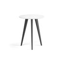 Konferenční stůl PRIMO VIBE, průměr 60 cm, černá podnož, bílá