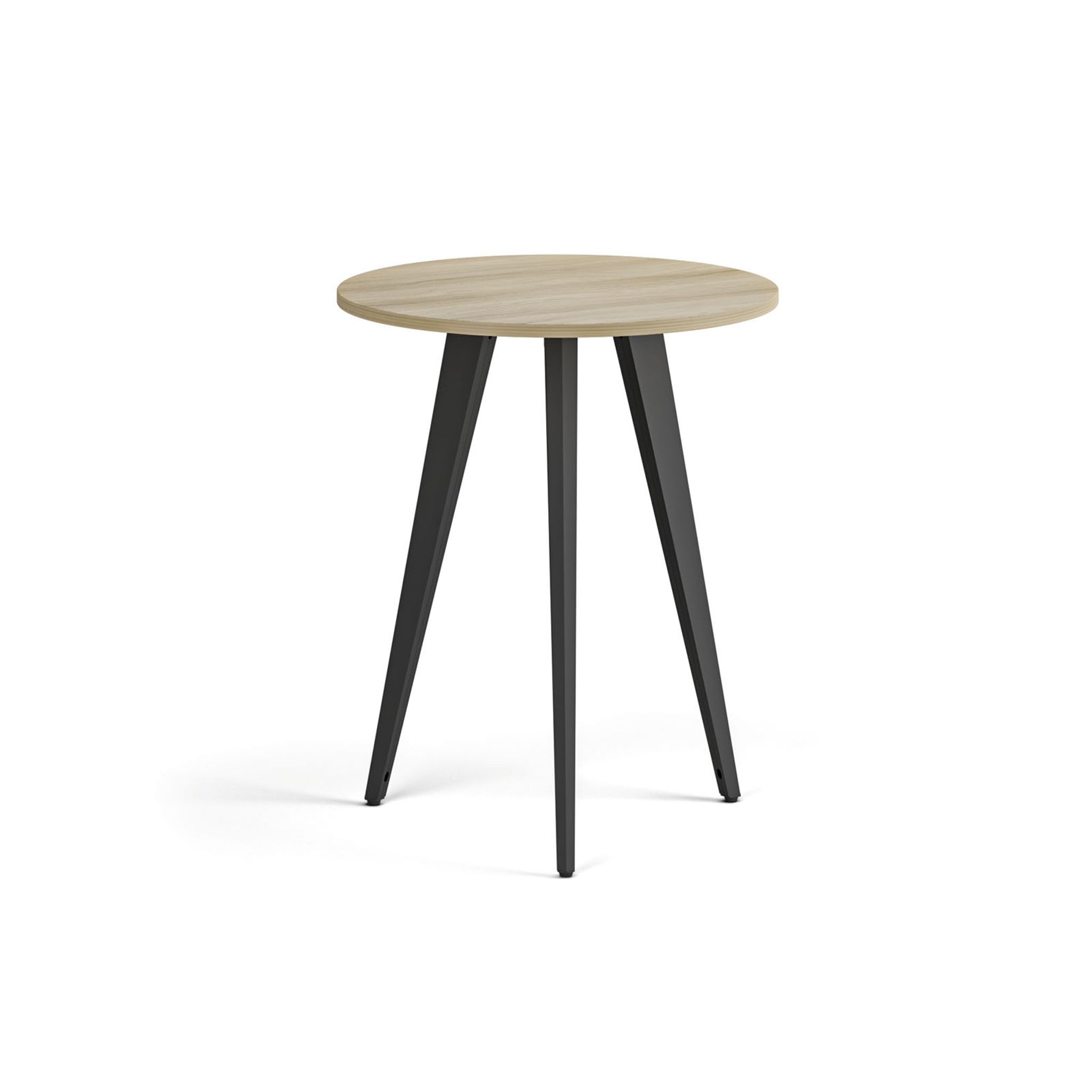 Konferenční stůl PRIMO VIBE, průměr 60 cm, černá podnož, dub přírodní