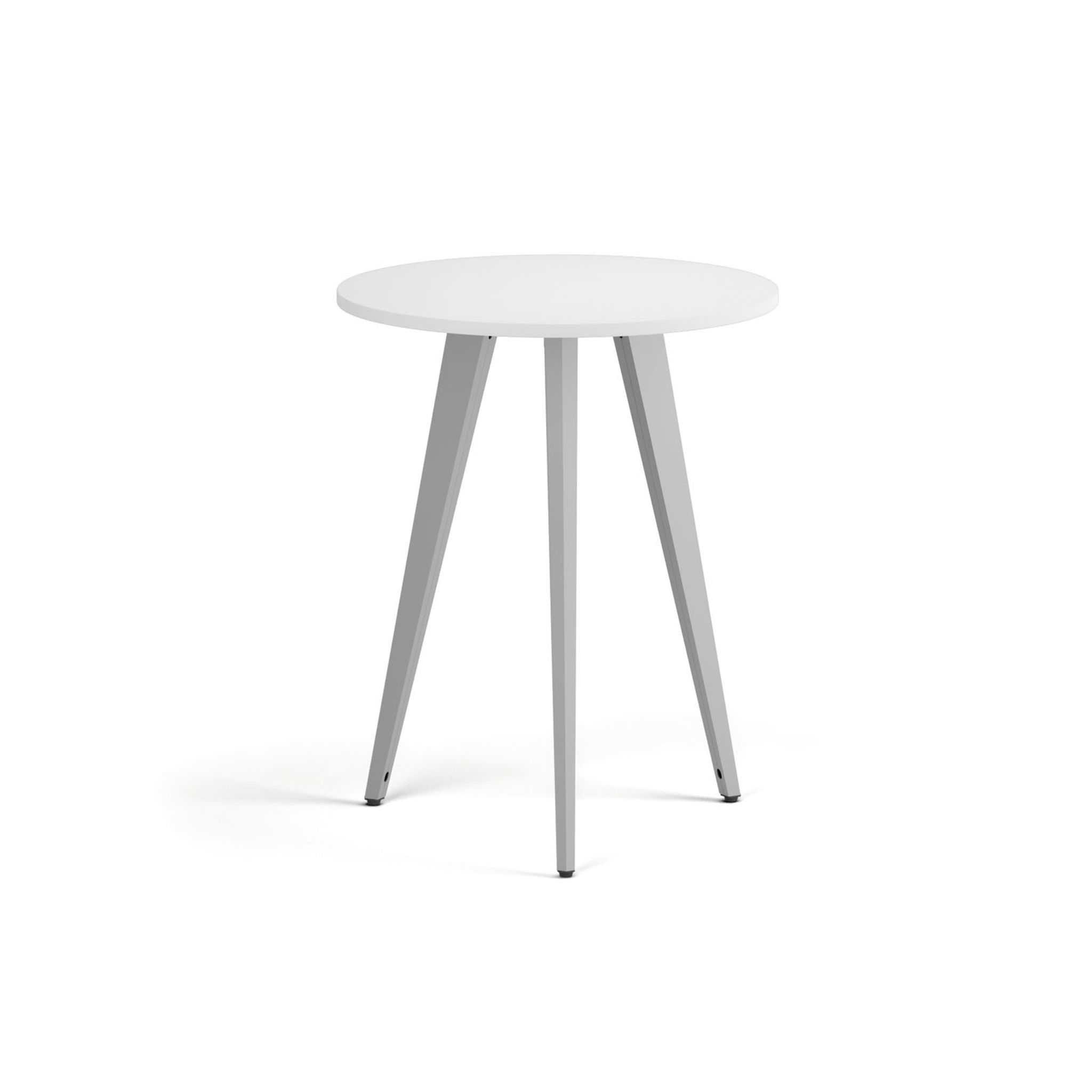 Konferenční stůl PRIMO VIBE, průměr 60 cm, šedostříbrná podnož, bílá