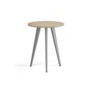 Konferenční stůl PRIMO VIBE, průměr 60 cm, šedostříbrná podnož, dub přírodní