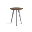 Konferenční stůl PRIMO VIBE, průměr 60 cm, šedostříbrná podnož, ořech