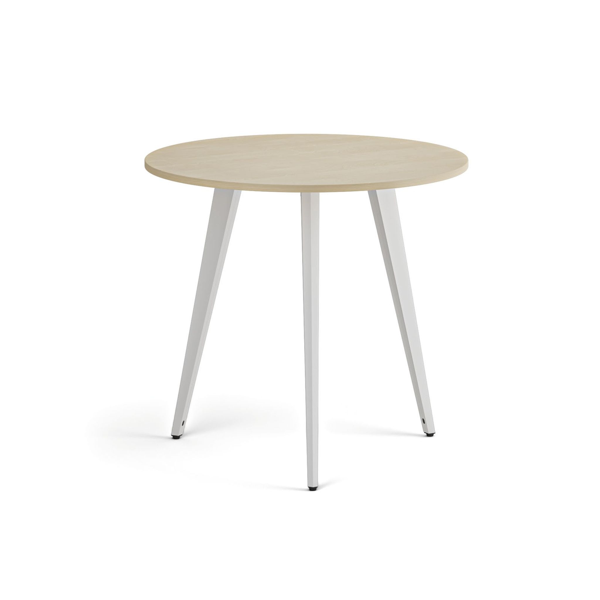 Konferenční stůl PRIMO VIBE, průměr 80 cm, bílá podnož, bříza