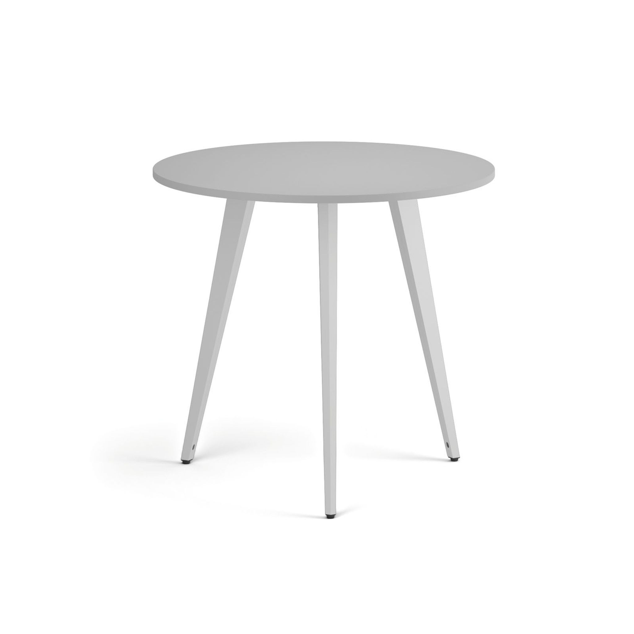 Konferenční stůl PRIMO VIBE, průměr 80 cm, bílá podnož, šedá
