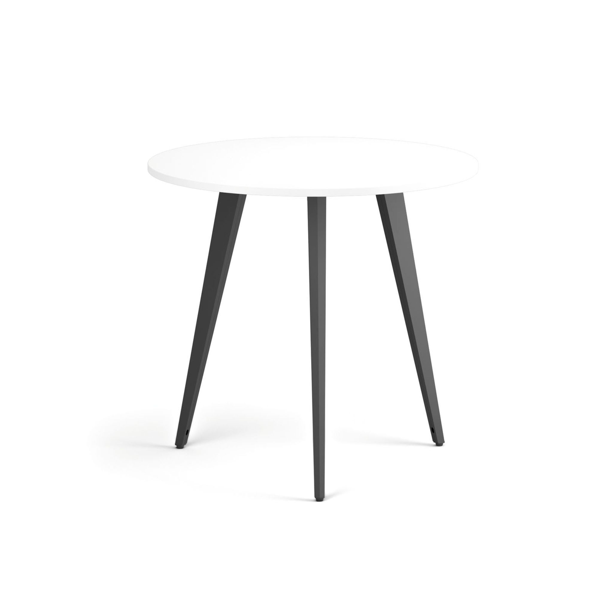 Konferenční stůl PRIMO VIBE, průměr 80 cm, černá podnož, bílá