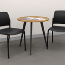 Konferenční stůl PRIMO VIBE, průměr 80 cm, černá podnož, bříza