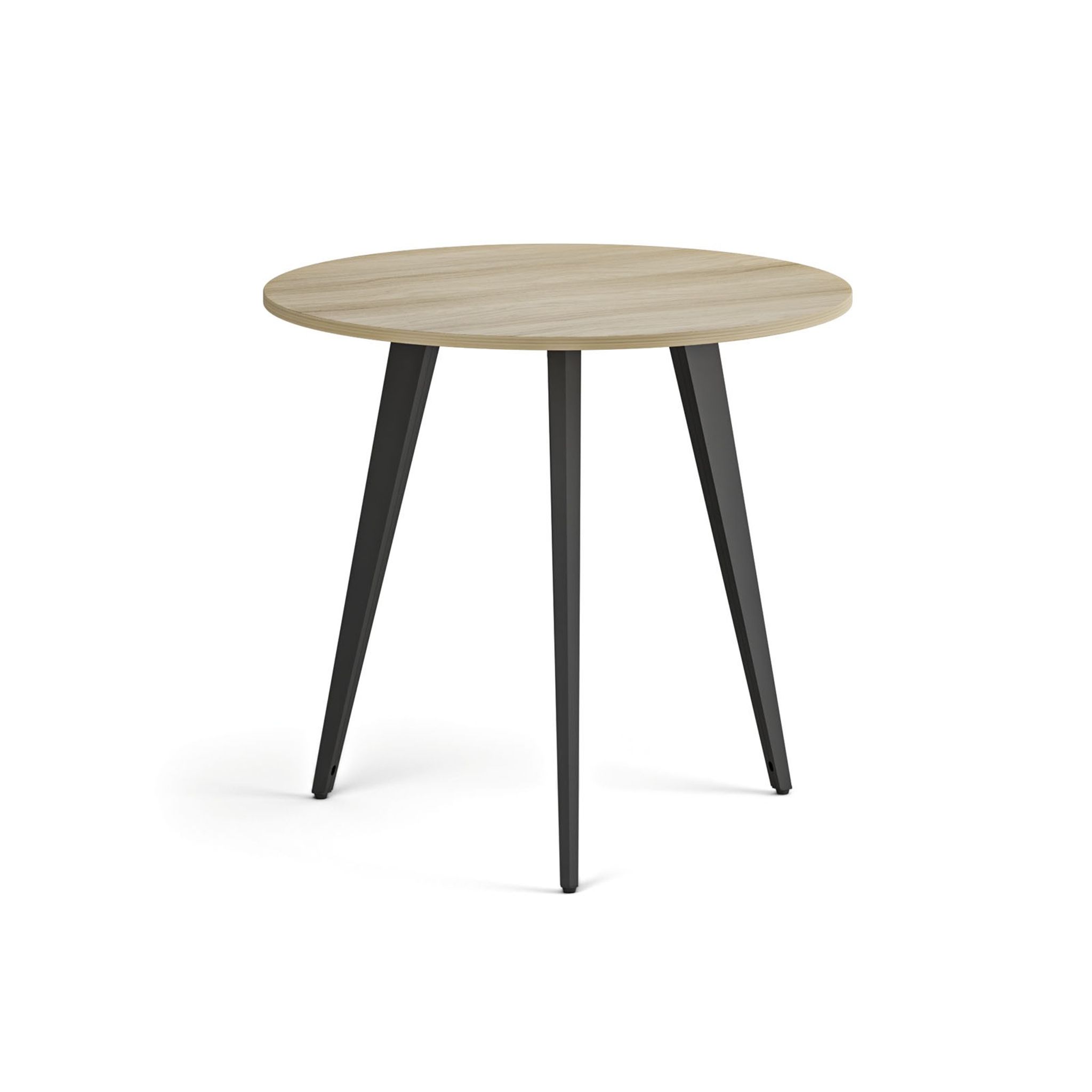 Konferenční stůl PRIMO VIBE, průměr 80 cm, černá podnož, dub přírodní
