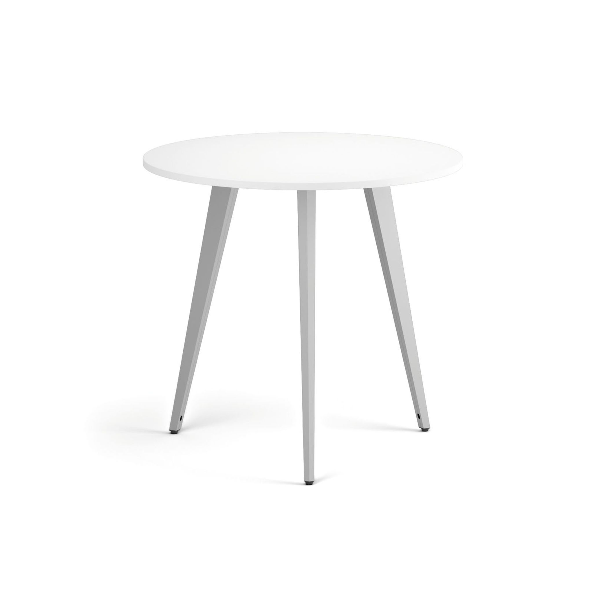 Konferenční stůl PRIMO VIBE, průměr 80 cm, šedostříbrná podnož, bílá