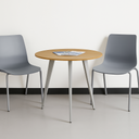 Konferenční stůl PRIMO VIBE, průměr 80 cm, šedostříbrná podnož, bříza