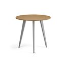 Konferenční stůl PRIMO VIBE, průměr 80 cm, šedostříbrná podnož, buk