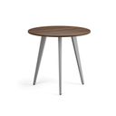 Konferenční stůl PRIMO VIBE, průměr 80 cm, šedostříbrná podnož, ořech