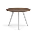 Konferenční stůl PRIMO ZEN, průměr 100 cm, bílá podnož, ořech