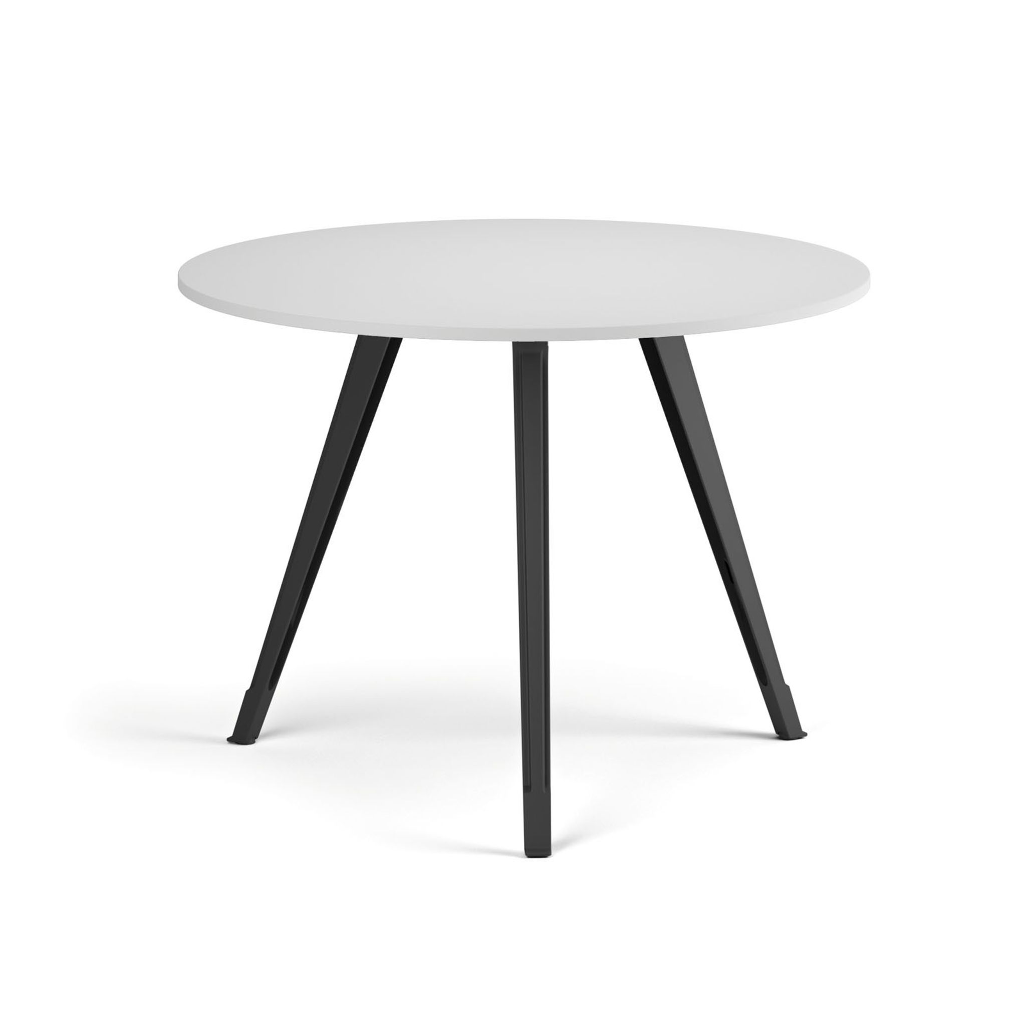 Konferenční stůl PRIMO ZEN, průměr 100 cm, černá podnož, bílá