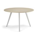 Konferenční stůl PRIMO ZEN, průměr 120 cm, bílá podnož, bříza