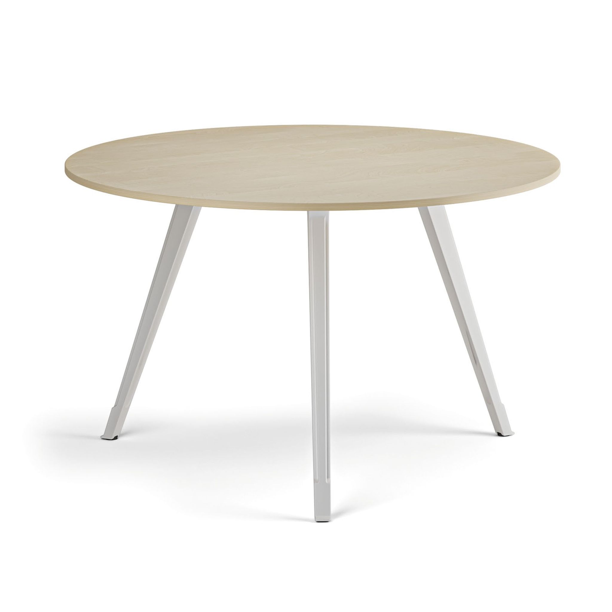 Konferenční stůl PRIMO ZEN, průměr 120 cm, bílá podnož, bříza