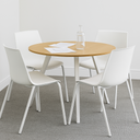 Konferenční stůl PRIMO ZEN, průměr 120 cm, bílá podnož, ořech