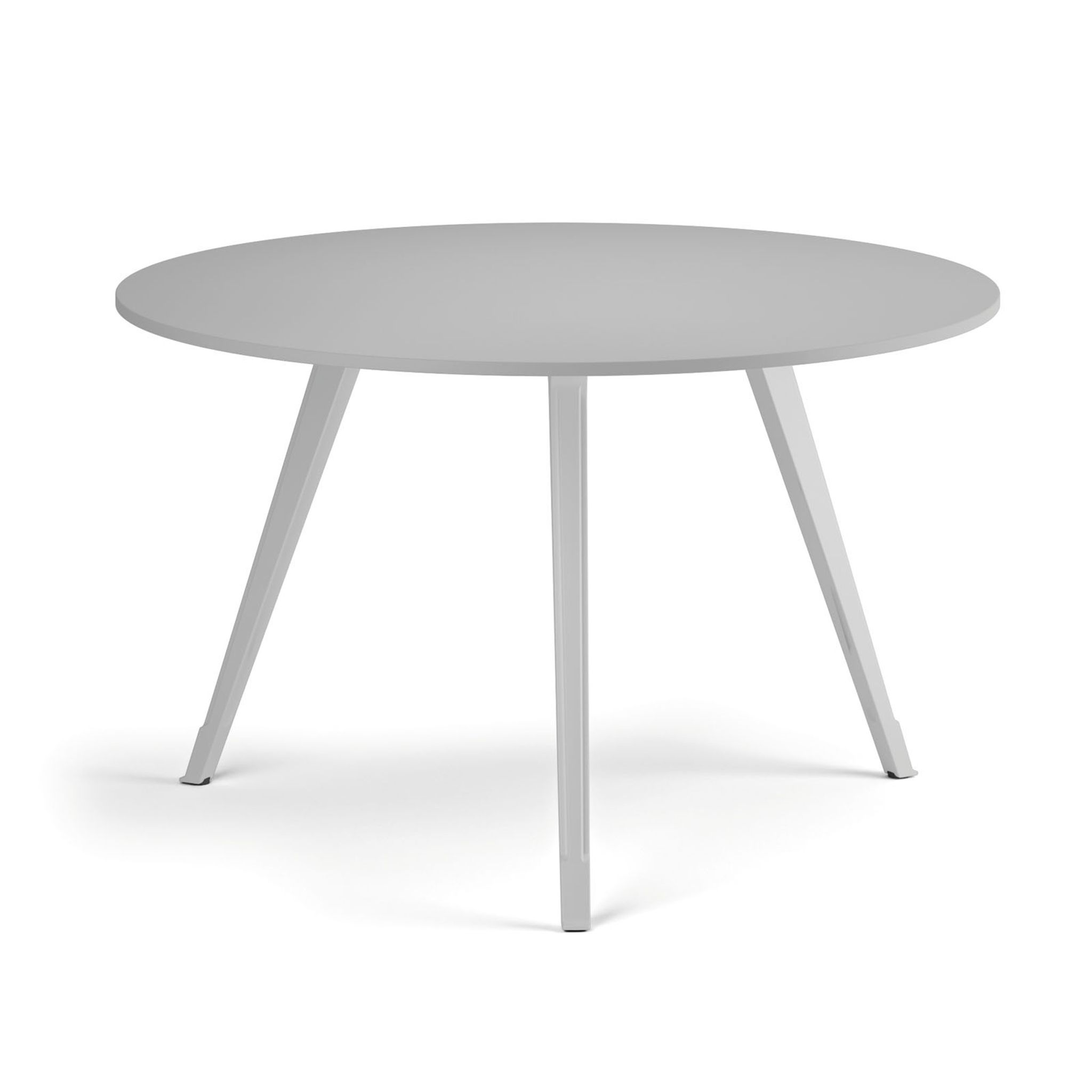Konferenční stůl PRIMO ZEN, průměr 120 cm, bílá podnož, šedá
