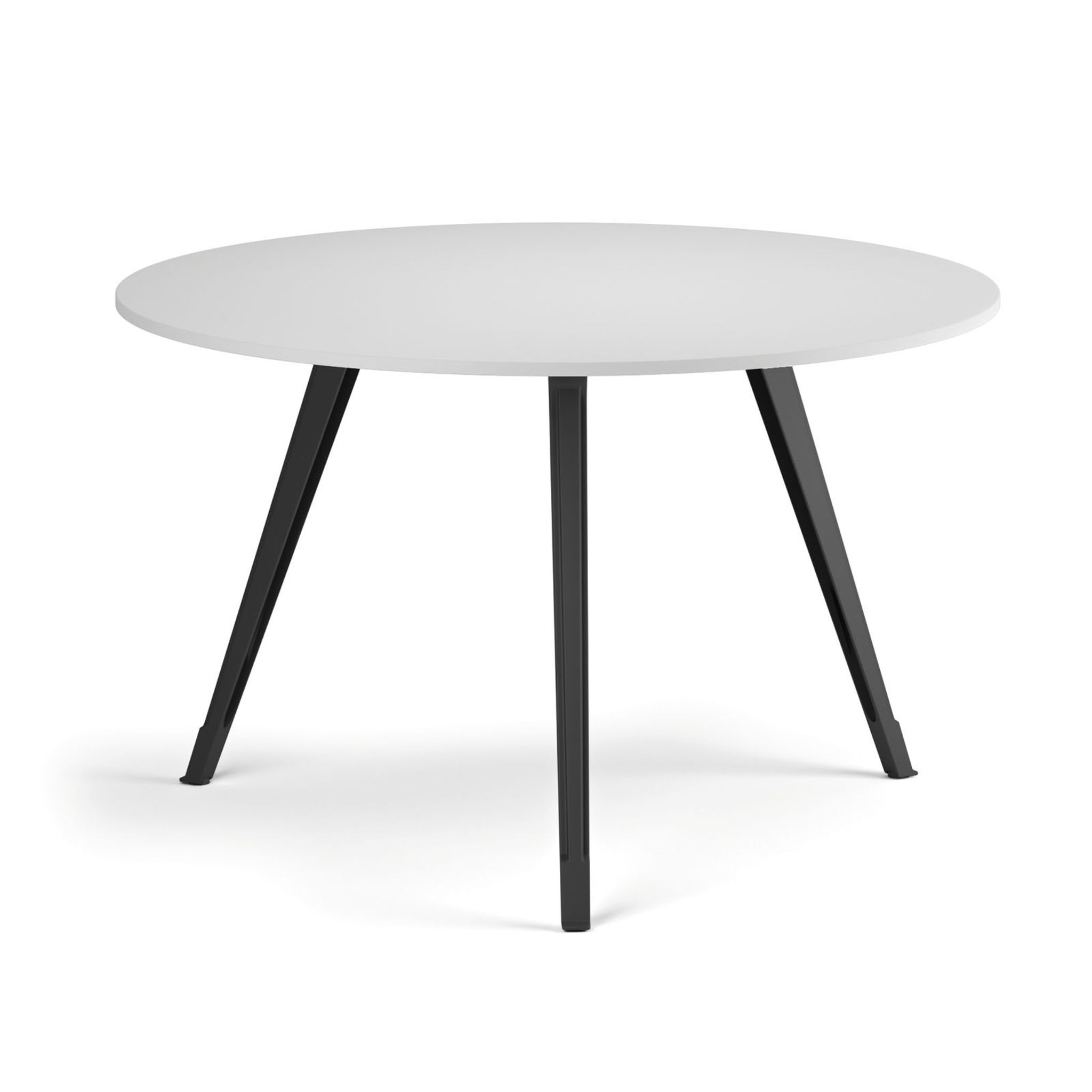 Konferenční stůl PRIMO ZEN, průměr 120 cm, černá podnož, bílá