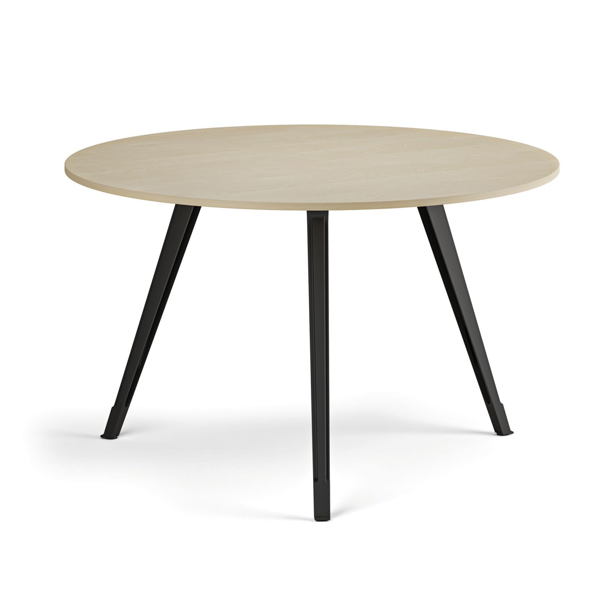 Konferenční stůl PRIMO ZEN, průměr 120 cm, černá podnož, bříza