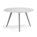 Konferenční stůl PRIMO ZEN, průměr 120 cm, šedostříbrná podnož, bílá