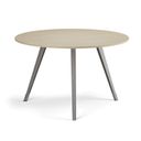 Konferenční stůl PRIMO ZEN, průměr 120 cm, šedostříbrná podnož, bříza